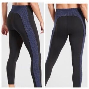 Athleta ultimate 7/8 tights laser cut blue